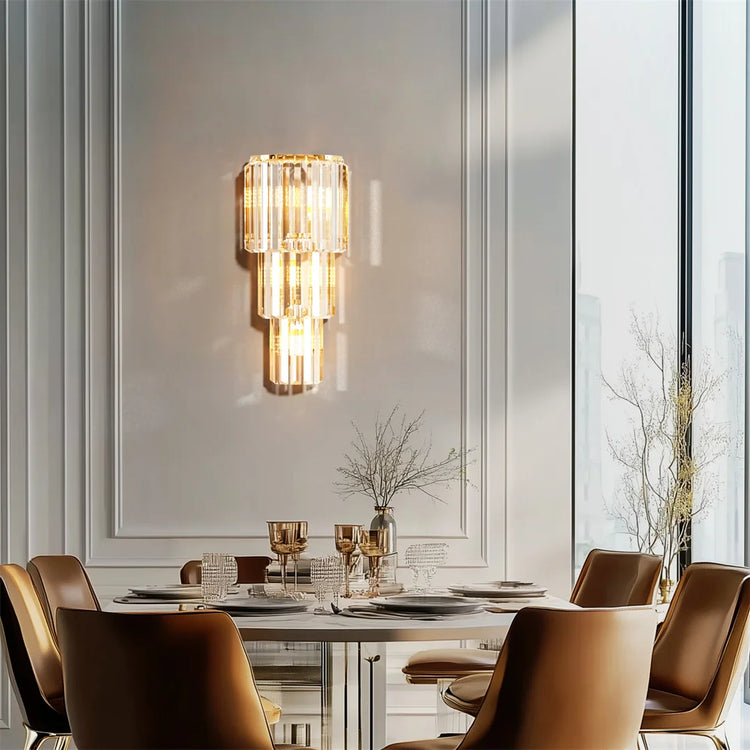 Crystal Wall Lamp Modern 3-Layer Wall Crystal Sconce Light E14 Led Corn Lights by Home for Health and Beauty