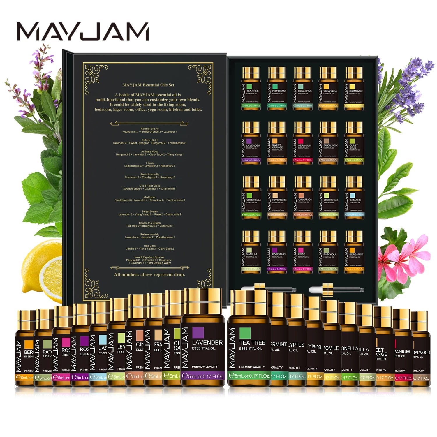Pure Essential Oils Gift Box Set for Diffusers by Home for Health and Beauty