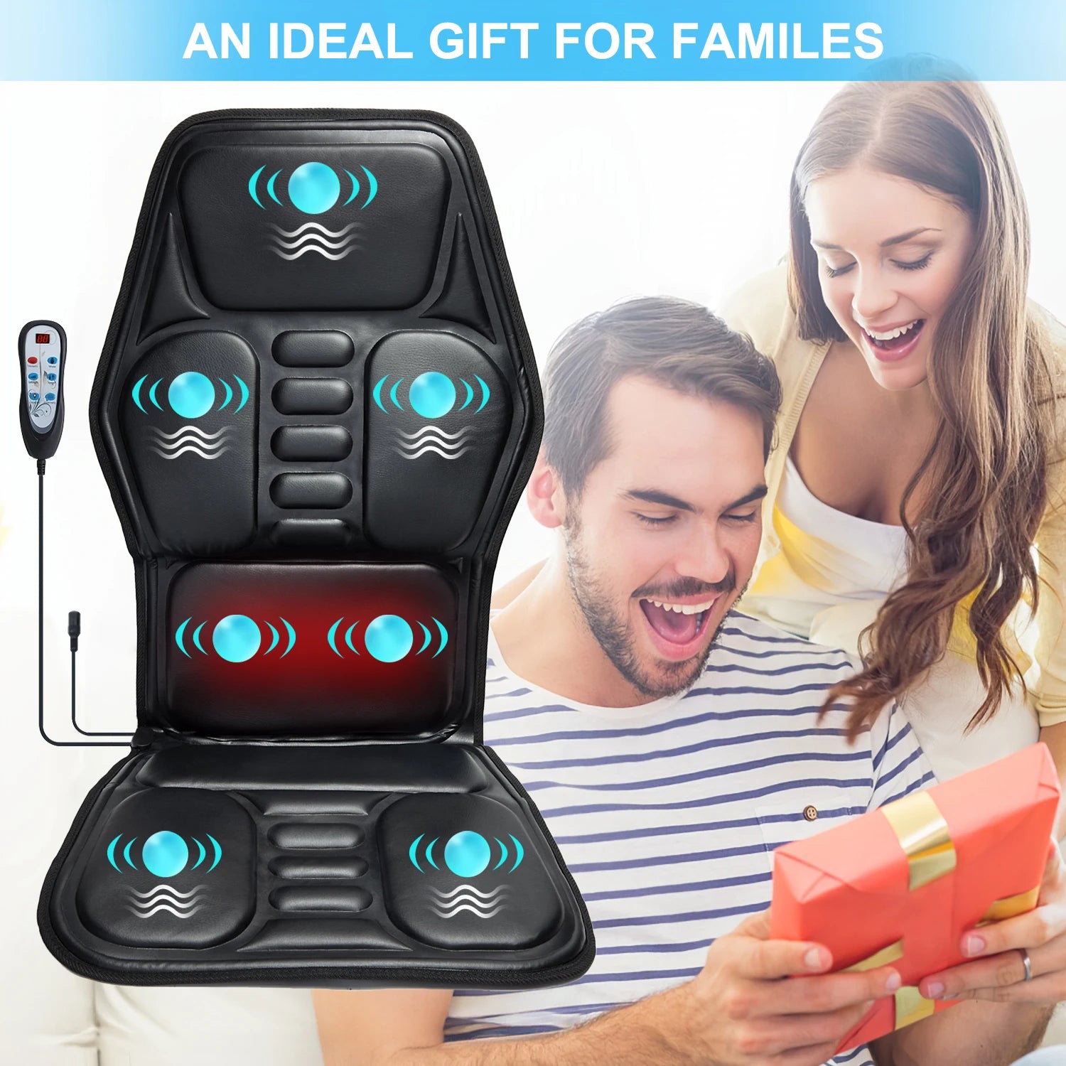 HOMEMASSA Vibration Back Massager Seat Cushion With Heat Massage Chair Pad by Home for Health and Beauty
