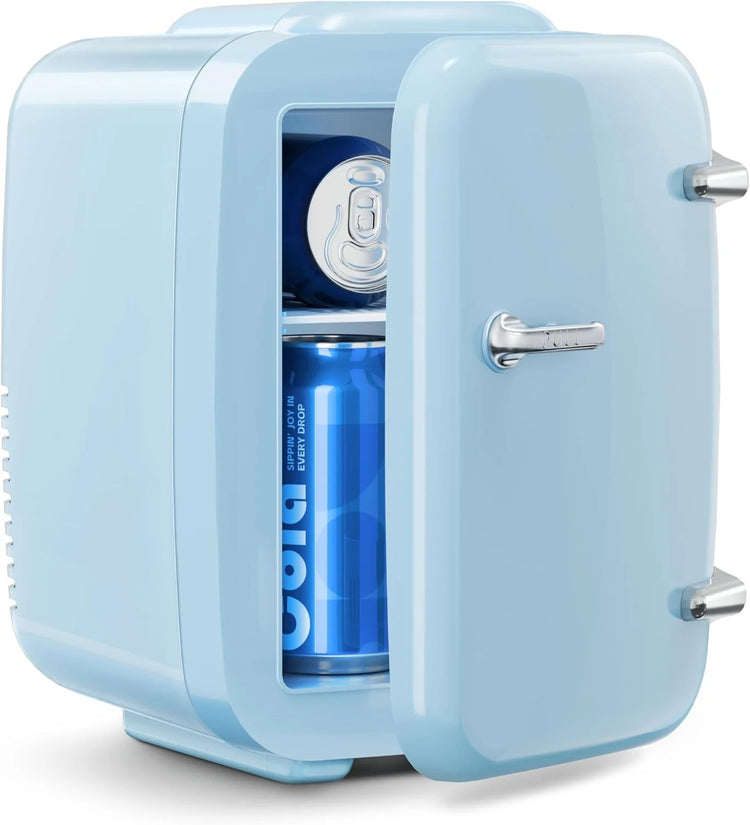 Mini Fridge, 4 Liter/6 Cans Portable Cooler and Warmer, AC/DC Power Small Fridge by Home for Health and Beauty