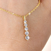 5-Stone Moissanite Long Pendant Necklace D VVS1 for Women Clavicle Chain Necklace Fine Jewelry Gift 14K Gold Filled by Home for Health and Beauty