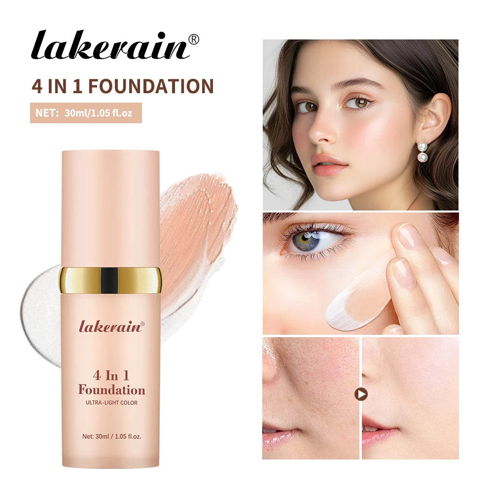 4 In 1 Foundation Long-wearing Moisturizing Waterproof Concealer Even Skin Tone SPF 30 Liquid Hydrating Full Coverage Concealer by Home for Health and Beauty