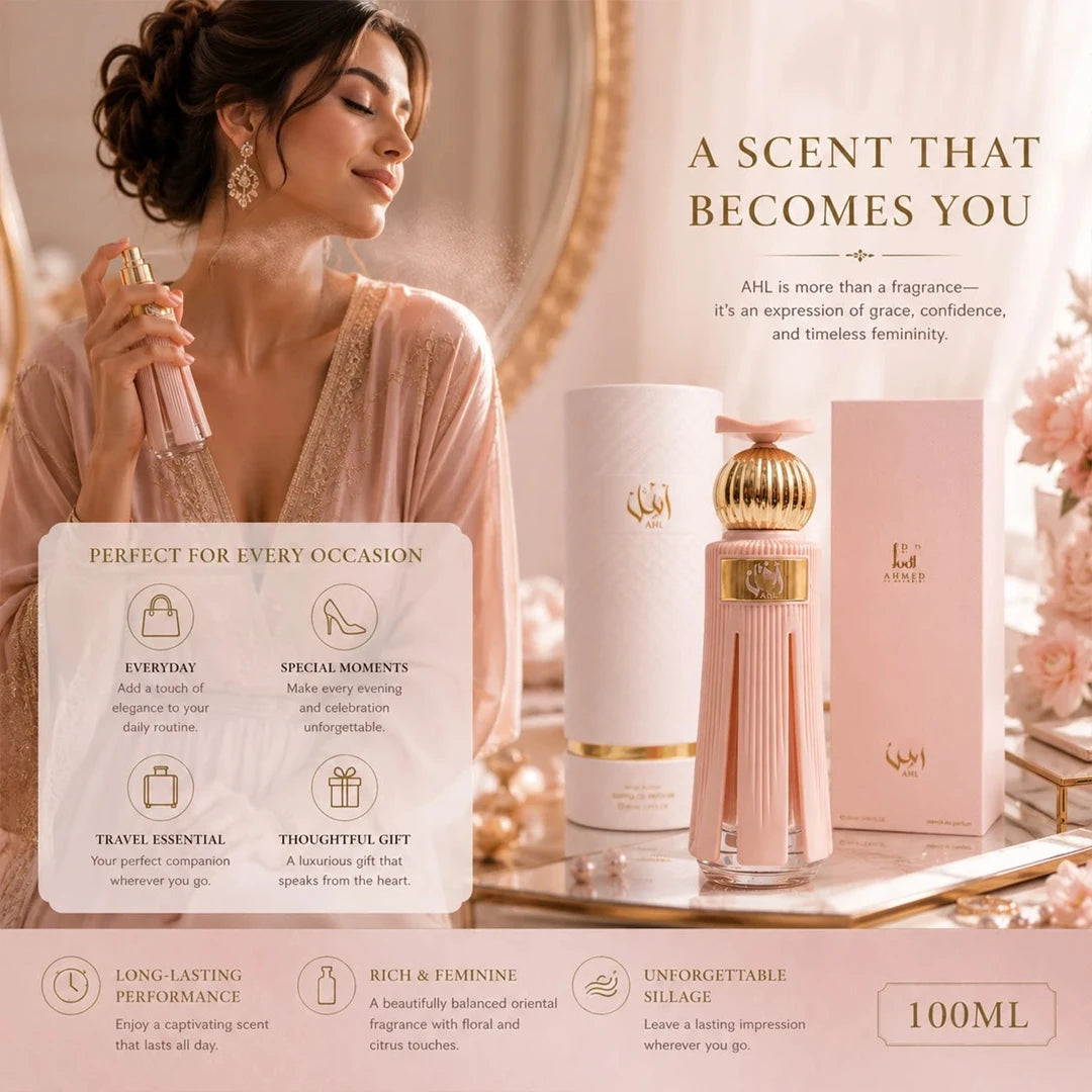 AHL By Ahmed Al Maghribi 100ml EDP Perfume Oriental de Longa Duração Presente Ideal para Feriados, Dia das Mães e Aniversários by Home for Health and Beauty