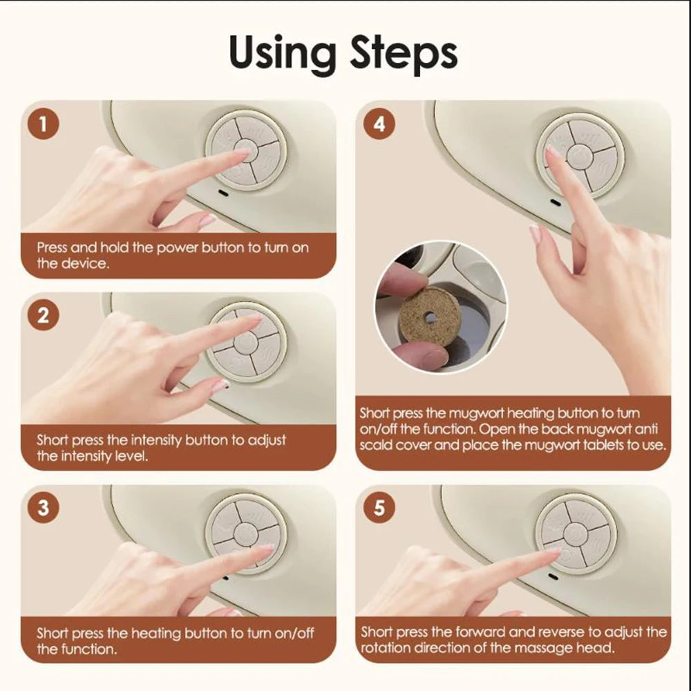 Electric Abdominal Massager With Heat Light Kneading 3 Speed