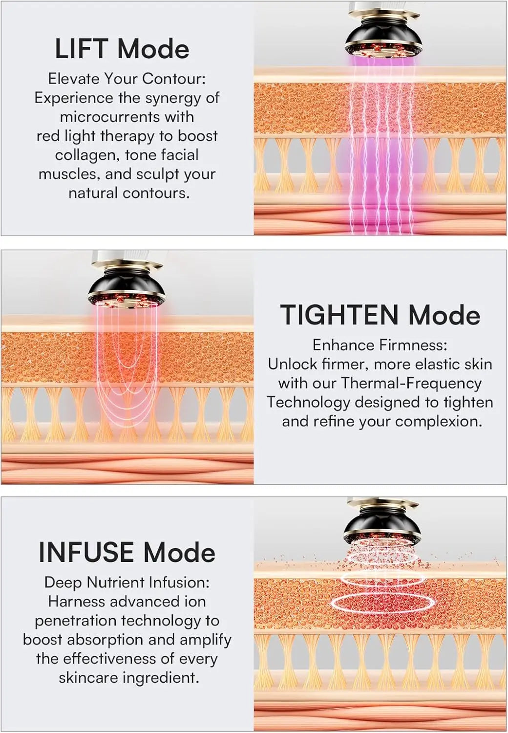 Three in one red light facial and neck beauty device, a skincare tool that eliminates skin swelling and tightens the skin by Home for Health and Beauty