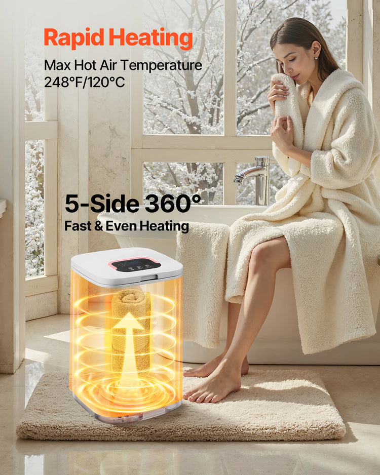 Towel Warmer Bucket With LED Timer Security Lock by Home for Health and Beauty