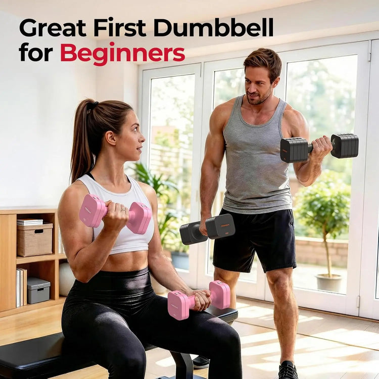5-in-1 Adjustable Dumbbell Set of 2, 12LBS/20LBS Hand Weights for Women, Men, 1s-Adjust Dual-Stable Dumbbell Set for Women Home Gym & Outdoor by Home for Health and Beauty