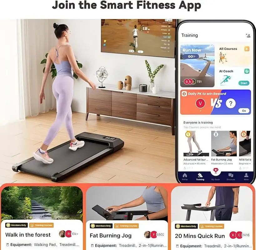 2-in-1 Home/Office 2.5 HP Walking Treadmill,mini Treadmills for Small Spaces with APP & Remote Control by Home for Health and Beauty
