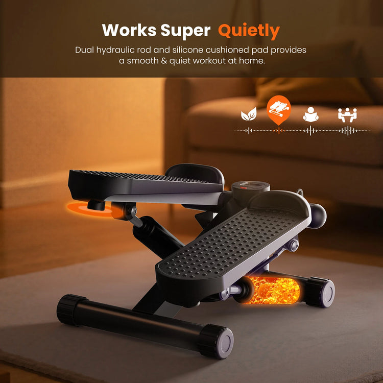 Mini Stepper with Resistance Bands 300 LBS Weight Capacity Hydraulic Home Stepper Machine Compact Cardio Equipment with LCD Monitor No Assembly Required by Home for Health and Beauty