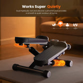Mini Stepper with Resistance Bands 300 LBS Weight Capacity Hydraulic Home Stepper Machine Compact Cardio Equipment with LCD Monitor No Assembly Required by Home for Health and Beauty