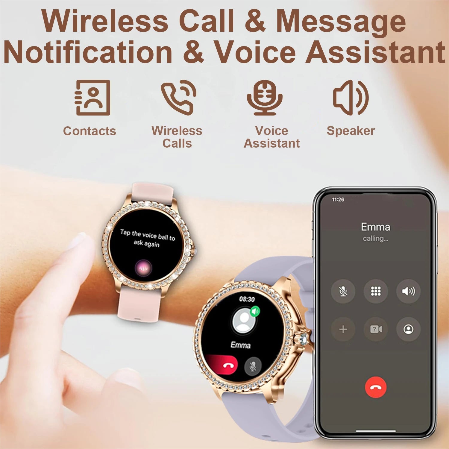 Smart Watch For women - 1.32" Touchscreen Fitness Tracker with Wireless Calls, Music Time Display, Step Counting by Home for Health and Beauty