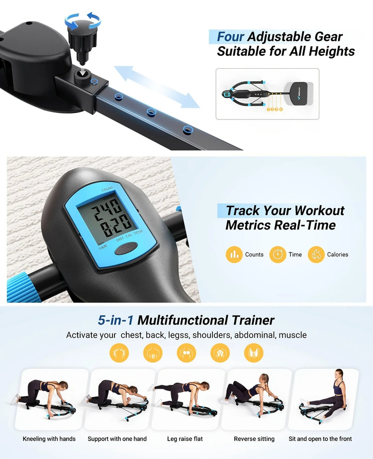 All-in-One Core Trainer Ab Machine, Rowing Machine, Dragonfly Equipment - Multifunctional Home Gym Fitness System with Full-Body Workout for Cardio, Strength Training & Belly Toning, Compact for home Gym () by Home for Health and Beauty