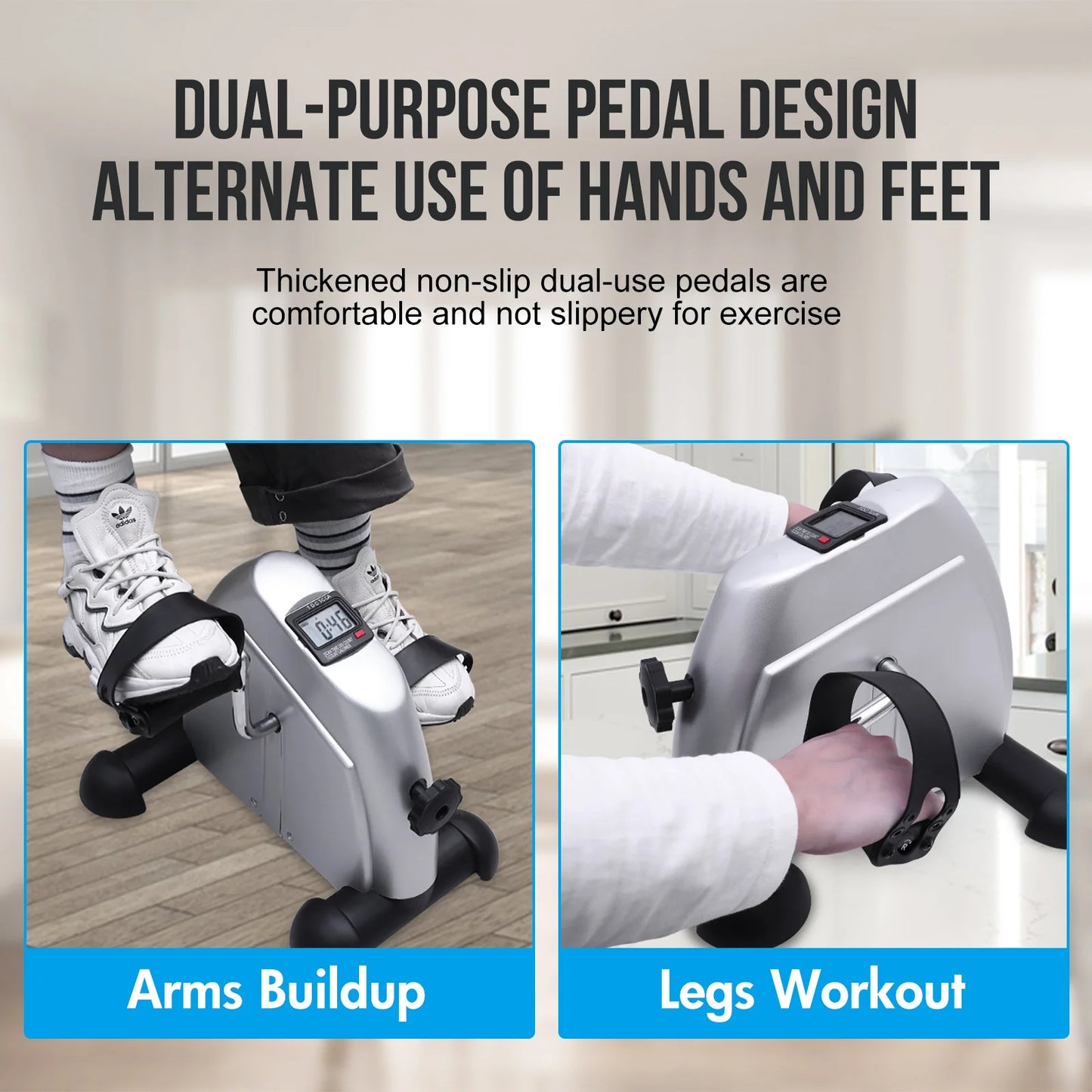 Mini Pedal Exercise Bike Under Desk LCD Display Trainer