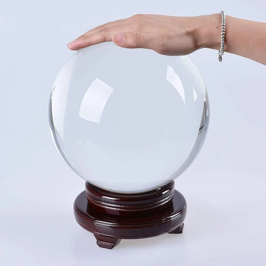 Crystal Ball Meditation Glass Sphere With Wooden Stand