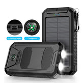 Solar Power Bank Portable Dual 30000mAh 5V USB Ports 2 LED Light Flashlight Fast Charging for iPhone Samsung Tablets by Home for Health and Beauty