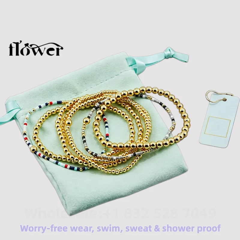 Waterproof Charm Beads Stackable Bracelets Bangles Fashion Fine Jewelry Gift For Women Anniversary Birthday by Home for Health and Beauty