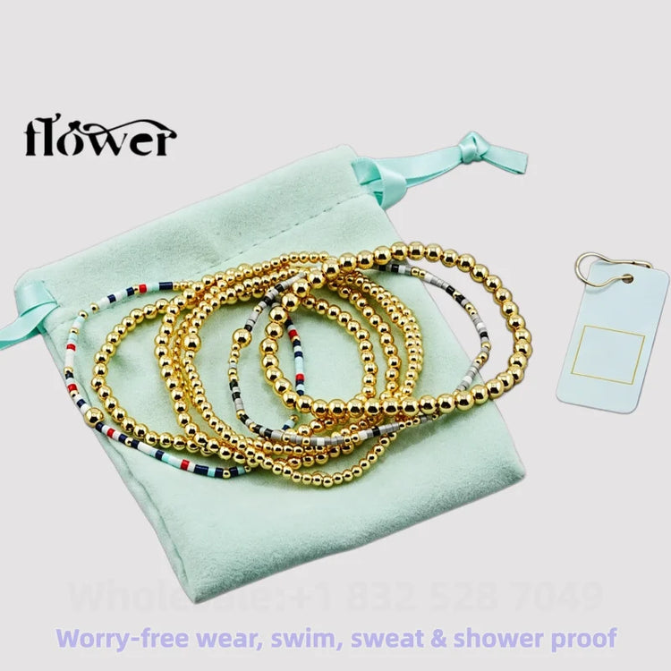 Waterproof Charm Beads Stackable Bracelets Bangles Fashion Fine Jewelry Gift For Women Anniversary Birthday by Home for Health and Beauty