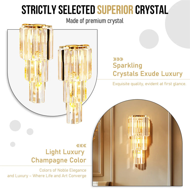 Crystal Wall Lamp Modern 3-Layer Wall Crystal Sconce Light E14 Led Corn Lights by Home for Health and Beauty