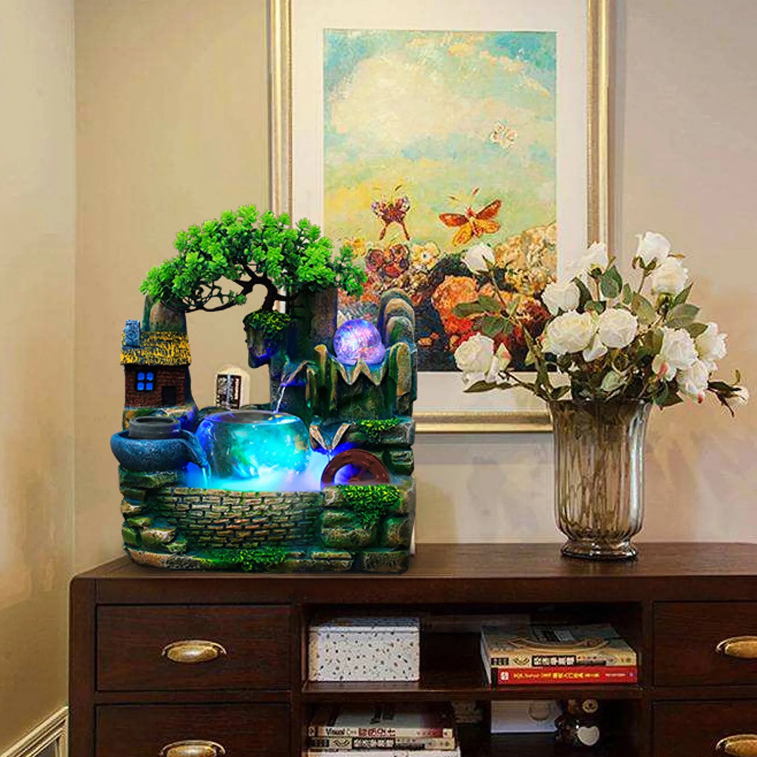 Desktop Fountain Waterfall Indoor Decor Landscape Rockeries Crafts Ornaments New by Home for Health and Beauty