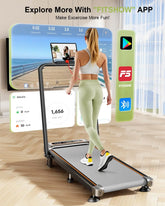 Foldable Treadmill with 12% Incline,3.5HP Low Noise Walking Pad Treadmill with Handle Bar,350 Lbs Capacity, APP Remote Control by Home for Health and Beauty