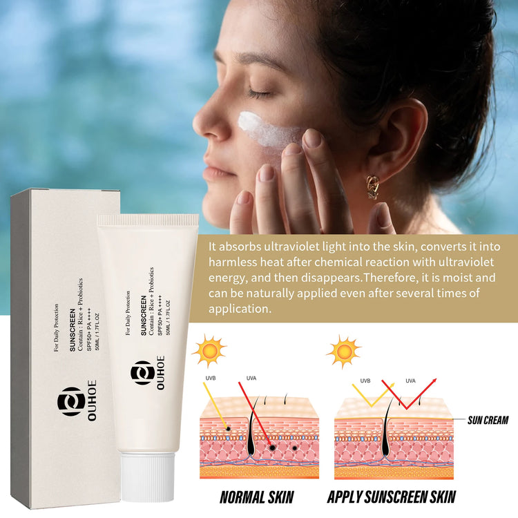 Ouhoe SPF 50 Face Sunscreen Probiotic Brightening Cream by Home for Health and Beauty