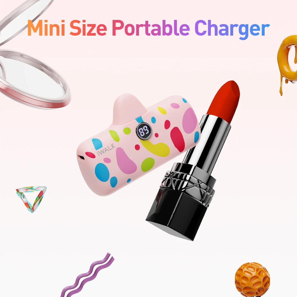 IWALK 4800mAh Mini Capsule Fast Charging Power Bank Portable Pocket 20W Fast Charging Emergency Suitable for iPhone Lightning by Home for Health and Beauty
