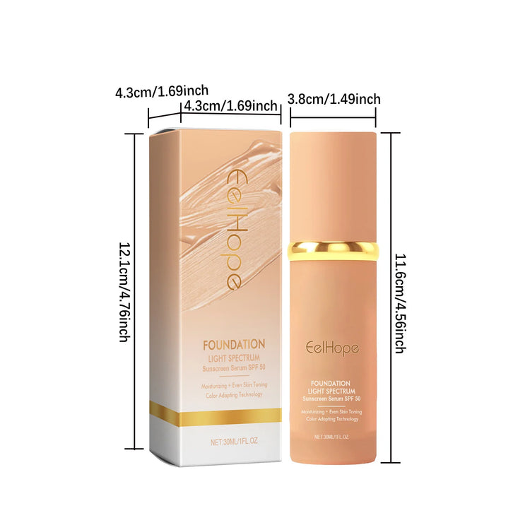 4-in-1 Liquid Foundation Spf 50+ Magic Color Changing Matte Long-Lasting Waterproof Sweating Moisturizing Coverage Makeup Base by Home for Health and Beauty