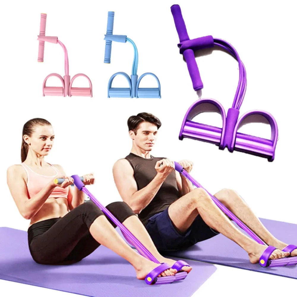 4 Tube Resistance Bands Latex Pedal Exerciser Sit-up Pull Rope Expander