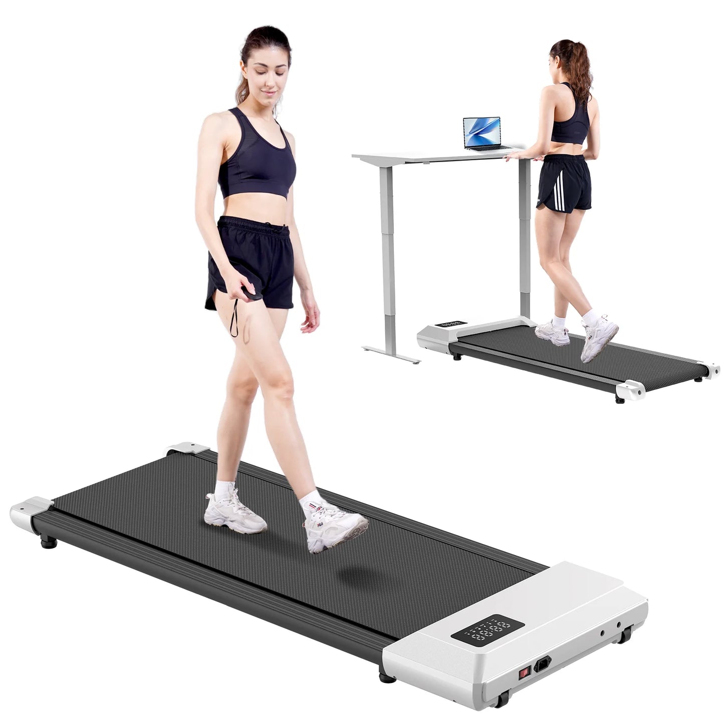 Driving Walking Pad Mini Treadmill Under Desk Quiet Portable