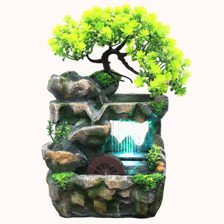 Indoor Room Fountain Waterfall Decor Desktop Fountain Decoration Water Feature with Colour Changing LED Lighting Zen Meditation by Home for Health and Beauty