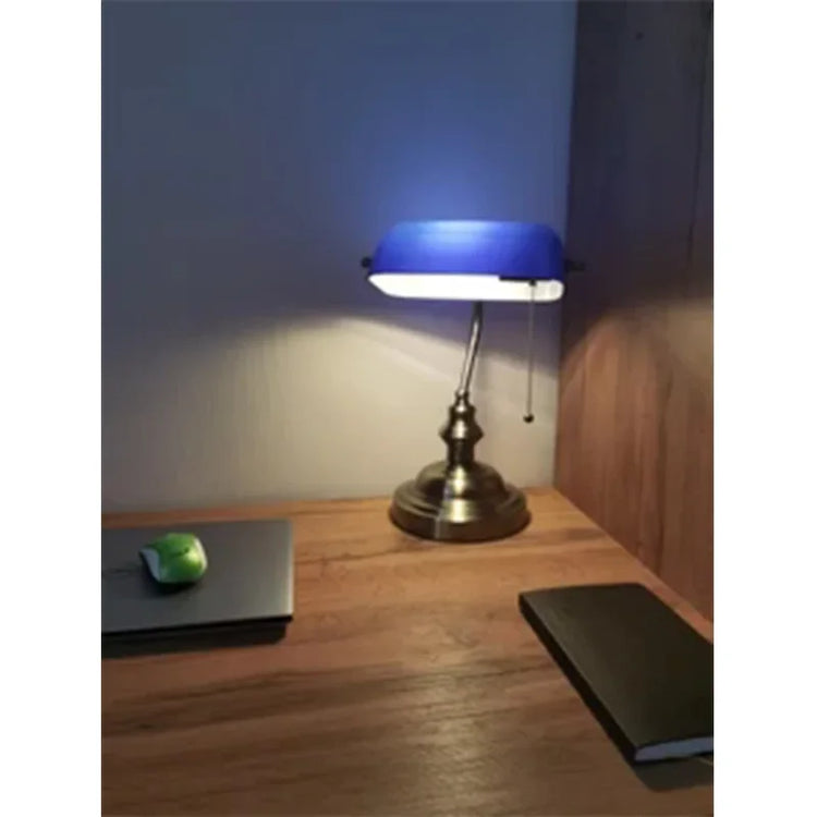 Desk lamp Table Light glass banker‘s lamp zipper switch for bedroom home stuy restaurant library office light night lamp by Home for Health and Beauty