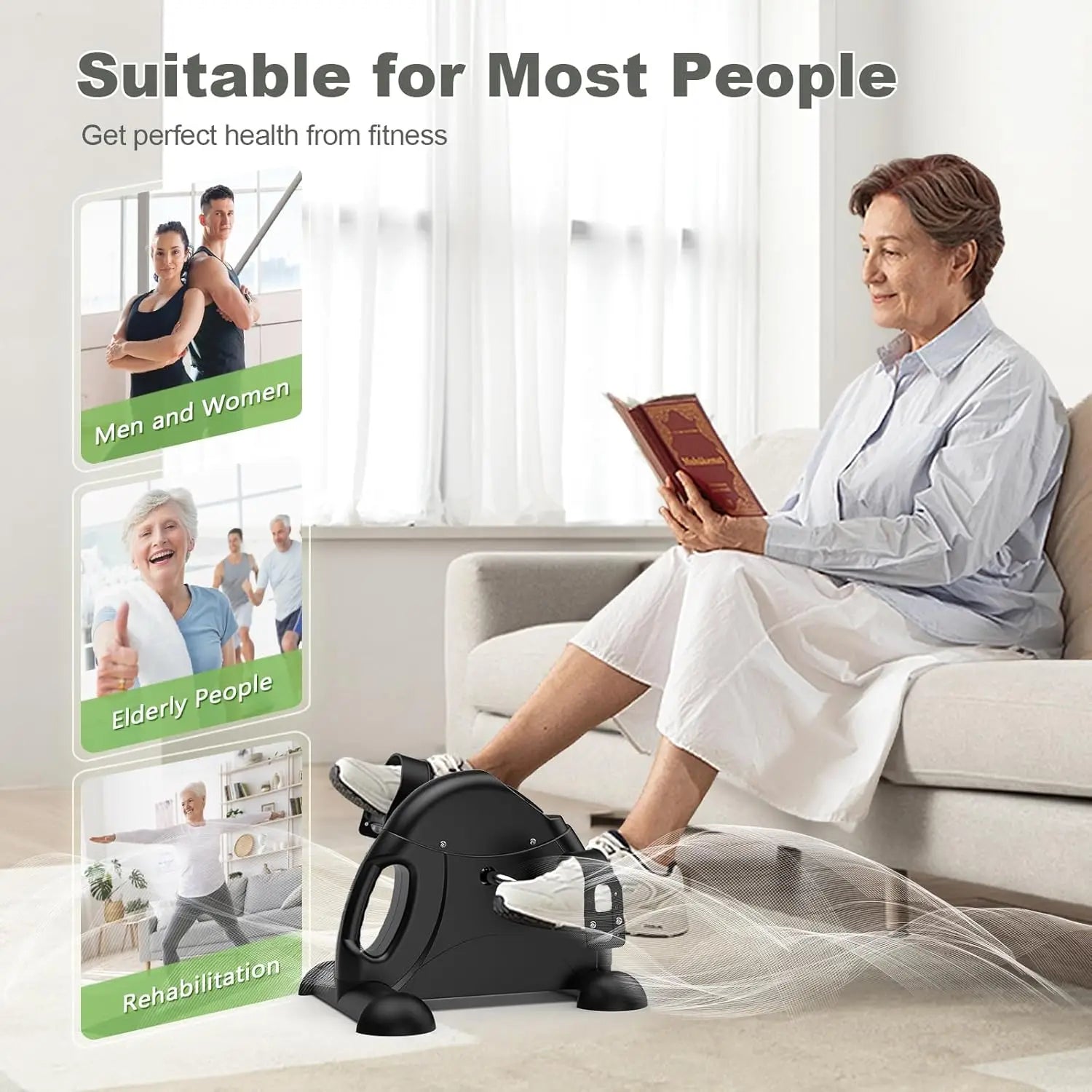 Mini Exercise Bike, Under Desk Bike Pedal Exerciser for Arm/Leg Exercise, Adjustable Magnetic Resistance Desk Cycle by Home for Health and Beauty