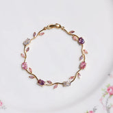 Luxury 16 Colors Sparkling Leaf Cubic Zirconia Branch Gold Silver Color CZ Crystal Bracelet Fashion Women Wedding Jewelry Gift by Home for Health and Beauty
