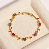Luxury 16 Colors Sparkling Leaf Cubic Zirconia Branch Gold Silver Color CZ Crystal Bracelet Fashion Women Wedding Jewelry Gift by Home for Health and Beauty