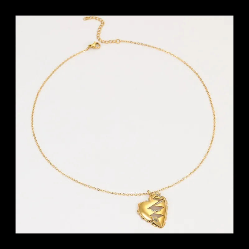 Stainless Steel 18K Gold Love Necklace With Zircon