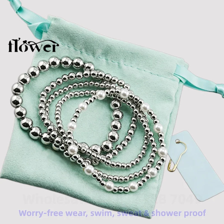 Waterproof Charm Beads Stackable Bracelets Bangles Fashion Fine Jewelry Gift For Women Anniversary Birthday by Home for Health and Beauty