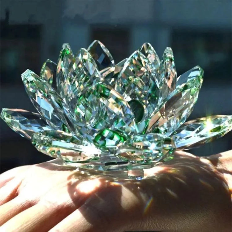 Crystal Lotus Flower Figurine Home Wedding Decoration Glass Craft Collection Paperweight Table Ornaments Souvenir Gifts by Home for Health and Beauty