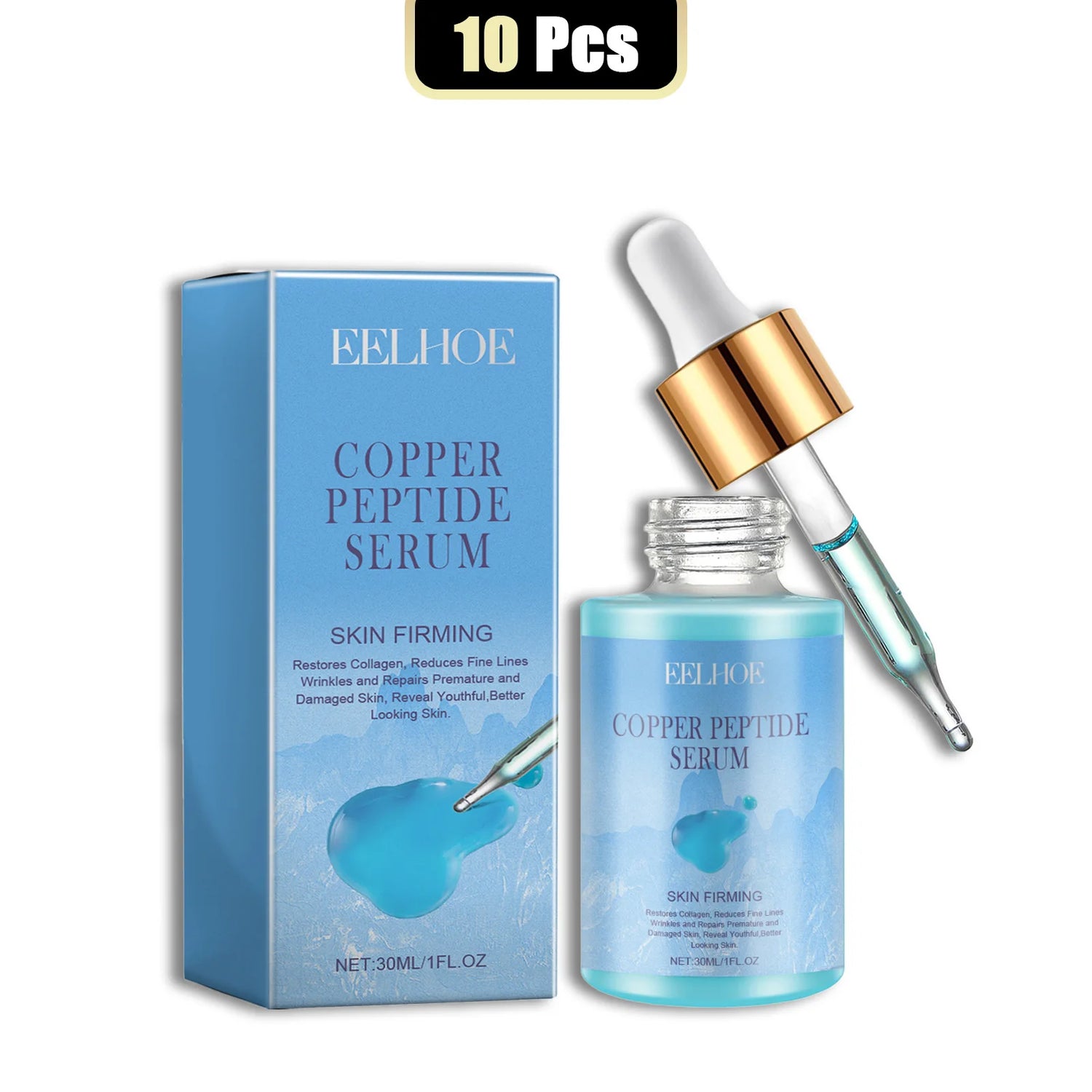 EELHOE Copper Peptide 30ml Facial Serum Moisturizing Firming Face Skin Increase Elasticity Anti Wrinkle Lines Daily Facial Care by Home for Health and Beauty