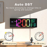 16" Large Digital Wall Clock With Remote Control, Timer, Alarm With Big LED Screen Dispaly, 8 RGB Colors, Auto DST, Temperature by Home for Health and Beauty