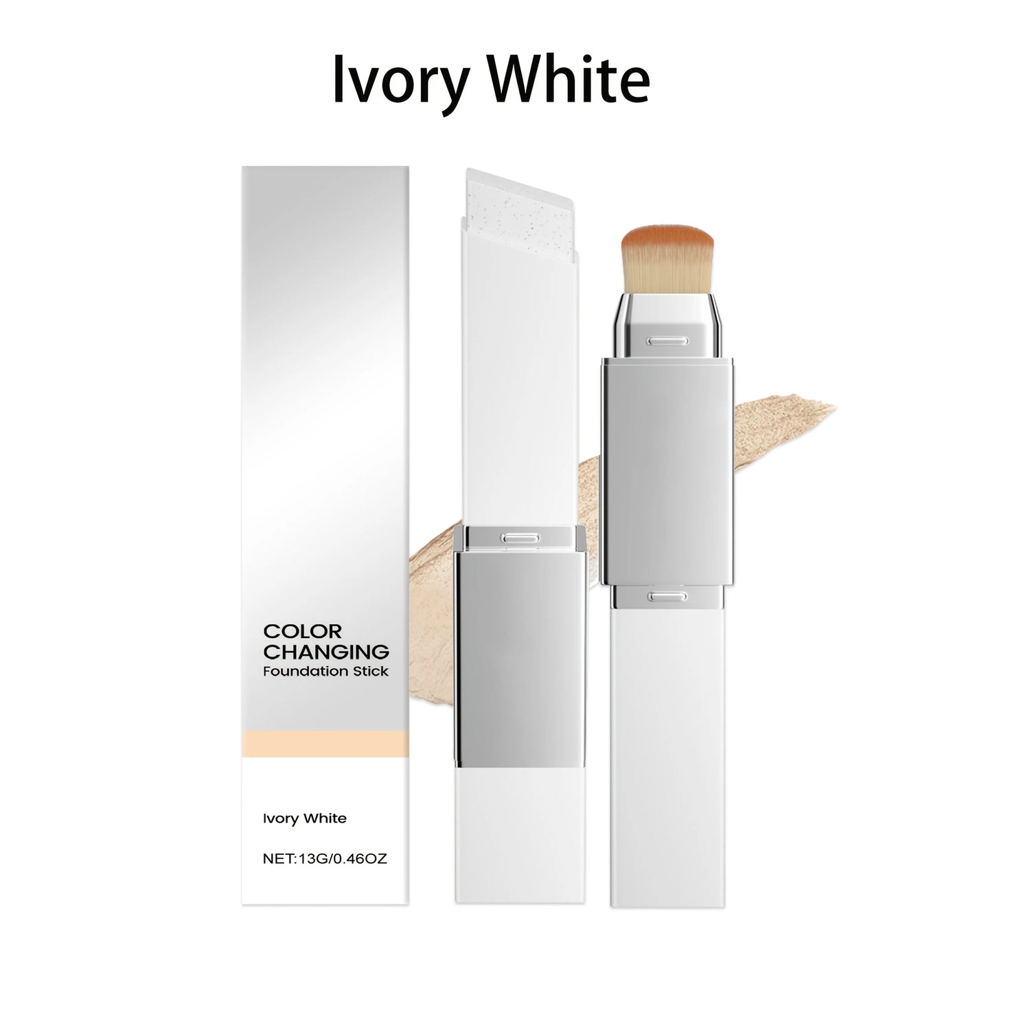 2-in-1 Color Changing Foundation Stick with Brush - Natural Matte Hydrating Long Lasting 13g by Home for Health and Beauty