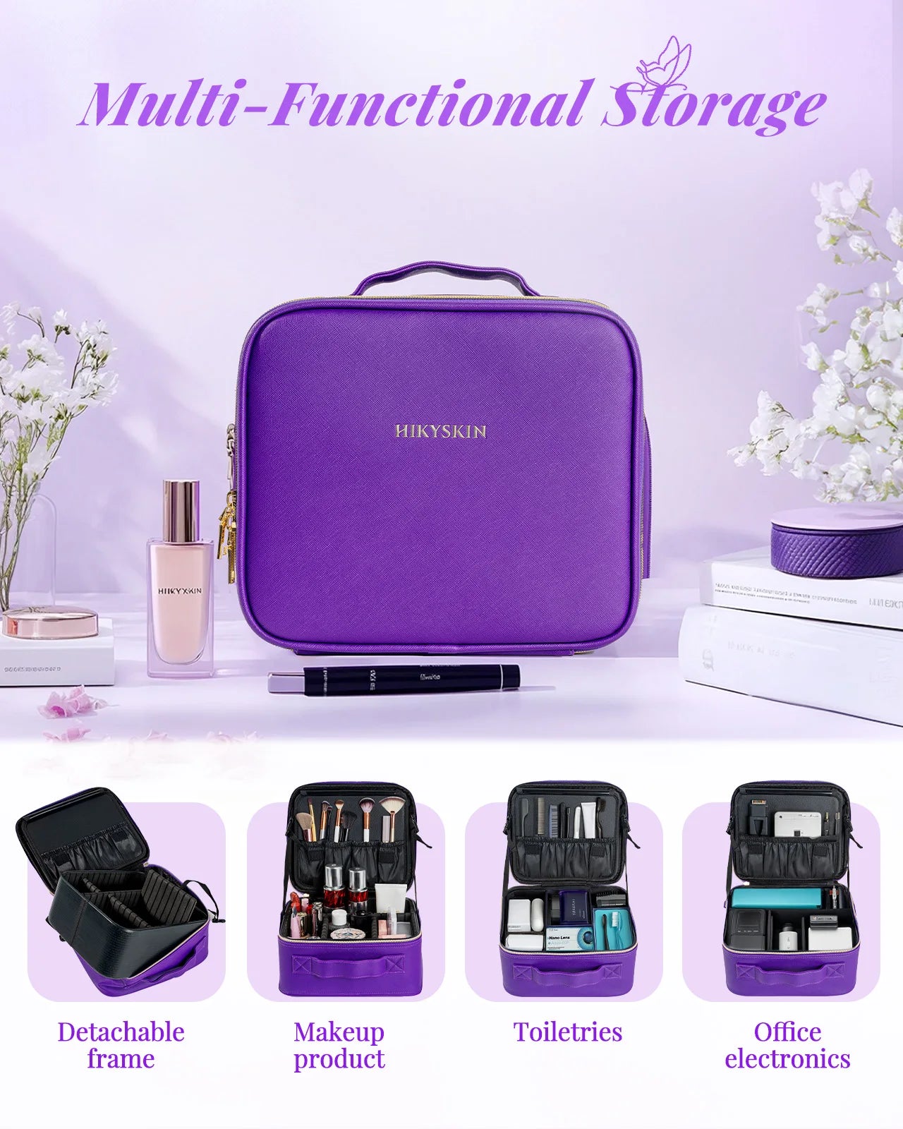 Makeup Bag With Mirror Lamp Travel Waterproof Cosmetic Case