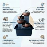 Tabletop Zen Water Fountain 4Tier Bowl Cascading Waterfall Decor, Indoor Relaxing Sound Water Feature For Home Office Desk, Rus by Home for Health and Beauty