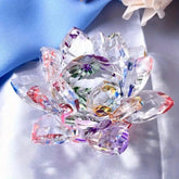Crystal Lotus Flower Figurine Home Wedding Decoration Glass Craft Collection Paperweight Table Ornaments Souvenir Gifts by Home for Health and Beauty