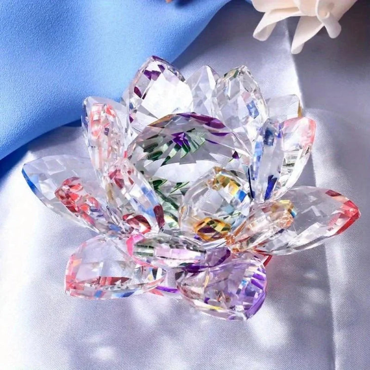 Crystal Lotus Flower Figurine Home Wedding Decoration Glass Craft Collection Paperweight Table Ornaments Souvenir Gifts by Home for Health and Beauty