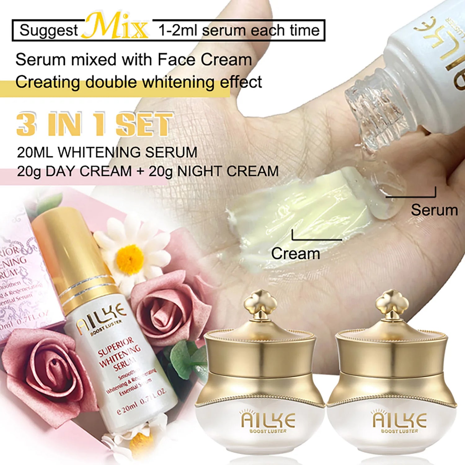AILKE night women face cream collagen moisturizing whitening brightening anti aging wrinkles all skin sleeping facial care sets by Home for Health and Beauty