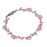 Luxury 16 Colors Sparkling Leaf Cubic Zirconia Branch Gold Silver Color CZ Crystal Bracelet Fashion Women Wedding Jewelry Gift by Home for Health and Beauty