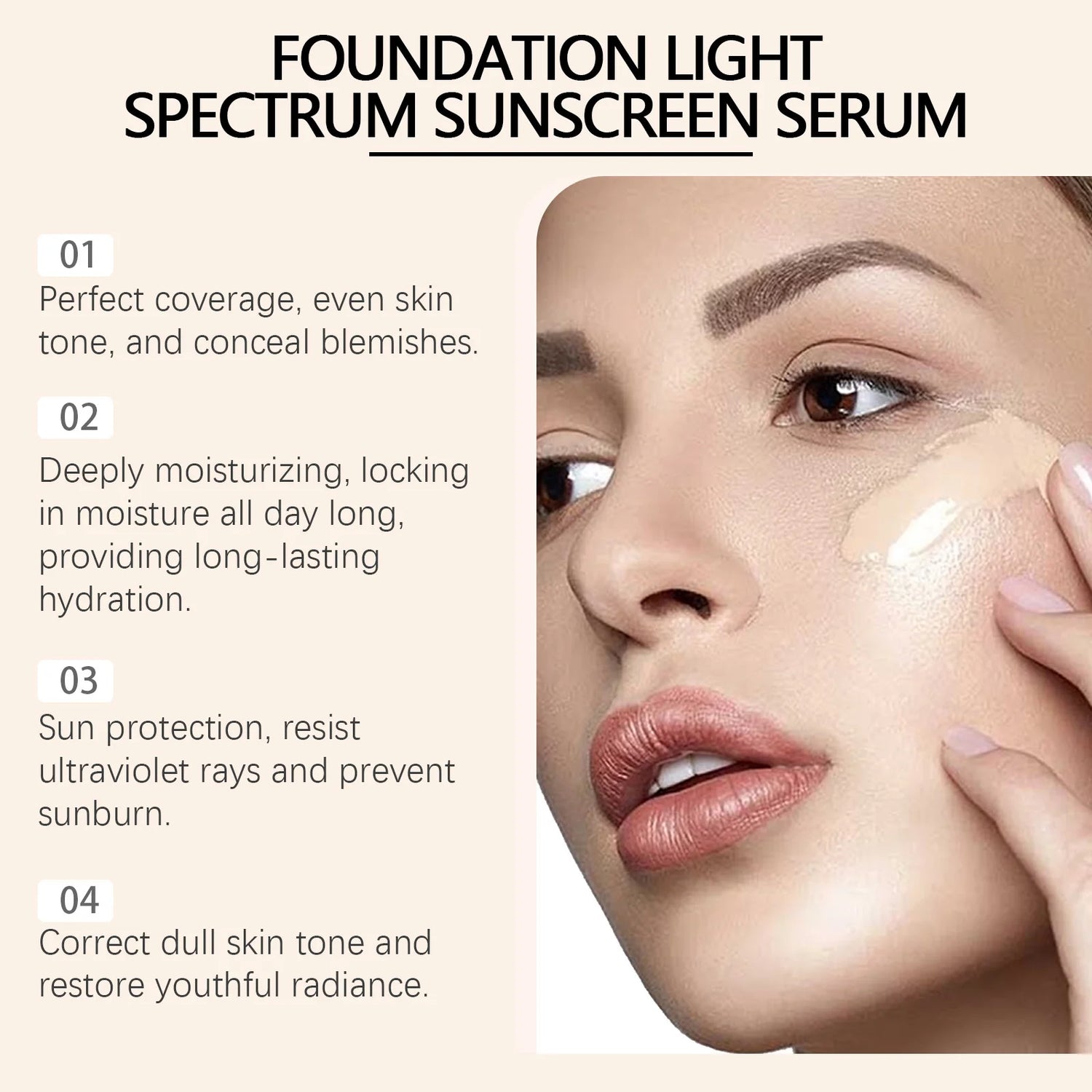 4-in-1 Liquid Foundation Spf 50+ Magic Color Changing Matte Long-Lasting Waterproof Sweating Moisturizing Coverage Makeup Base by Home for Health and Beauty