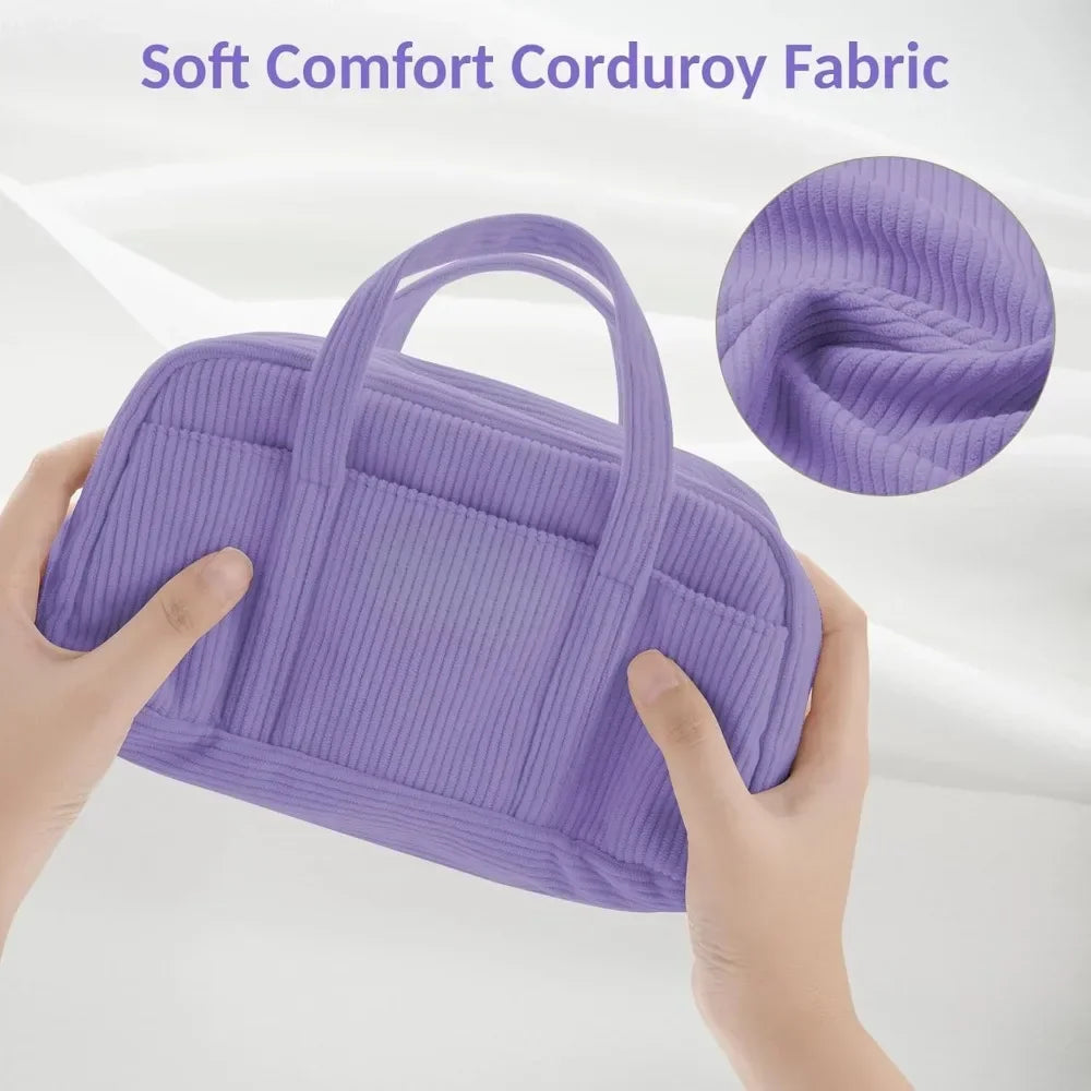 Soft Corduroy Pencil Case With Zipper Organizer