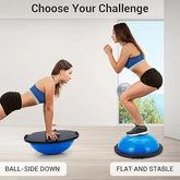 Half Exercise Ball,60Cm Balance Ball Trainer with Non-Slip Base,2 Bands,Pump & Extra Balls For Yoga Workouts Pilates Fitness by Home for Health and Beauty