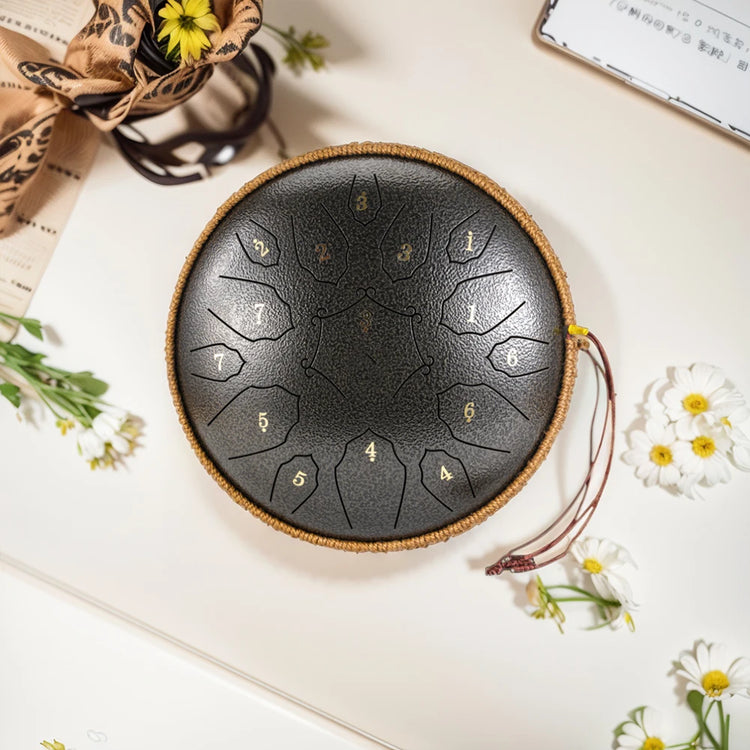 12 Inch Music Drum with Handbag Drumstick 15 Notes D Tone Ethereal Drum Yoga Meditation Sound Healing Beginner Hand Drum by Home for Health and Beauty